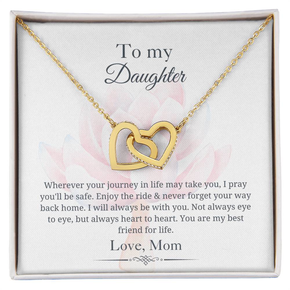 To My Daughter - Always Heart to Heart - Interlocking Hearts Necklace