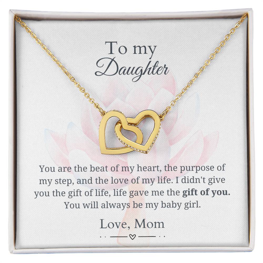 To My Daughter - Gift of You - Interlocking Hearts Necklace