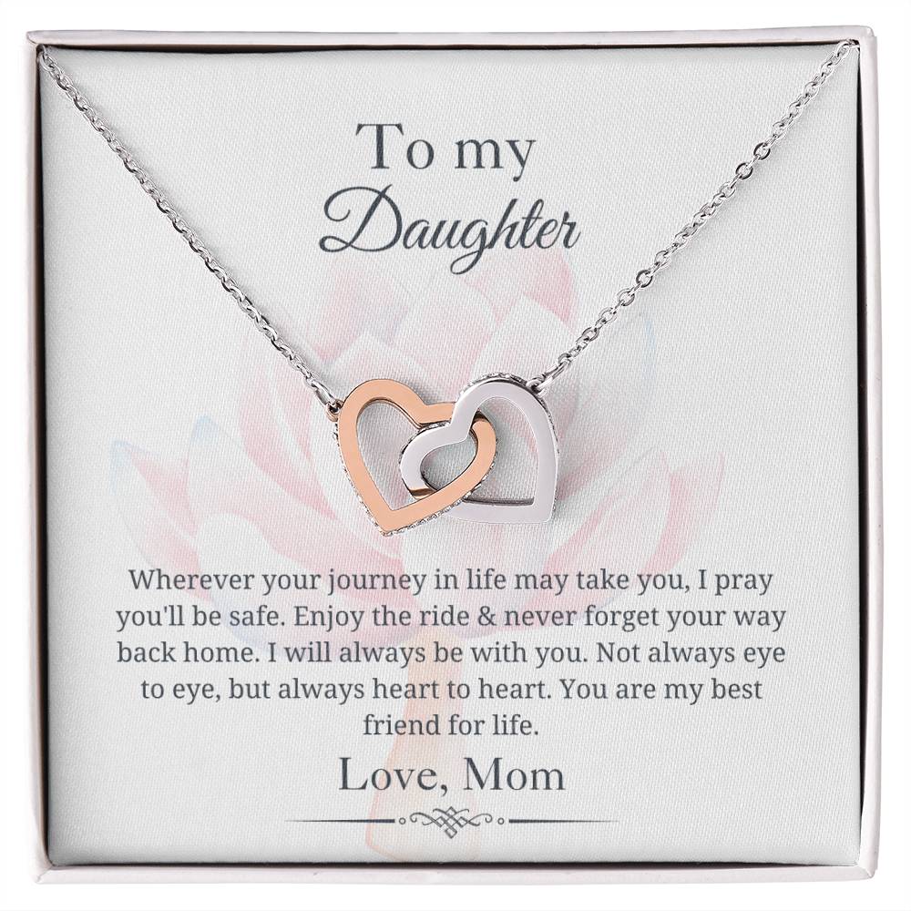 To My Daughter - Always Heart to Heart - Interlocking Hearts Necklace