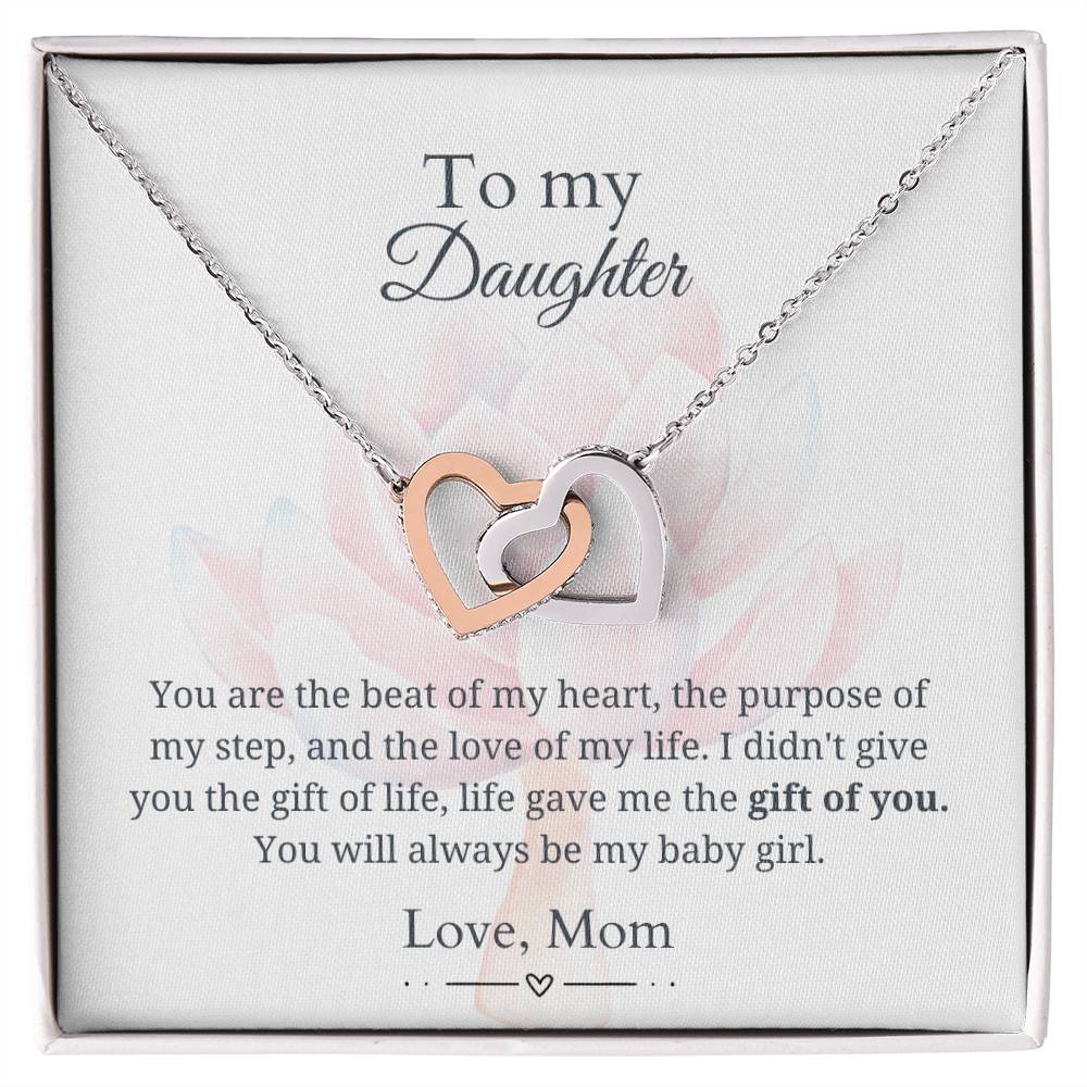 To My Daughter - Gift of You - Interlocking Hearts Necklace