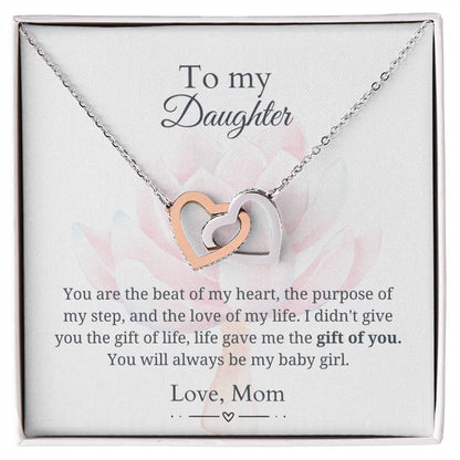 To My Daughter - Gift of You - Interlocking Hearts Necklace