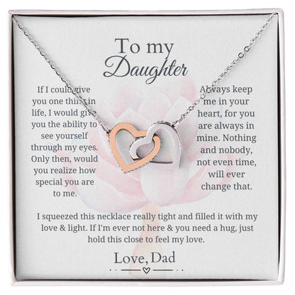 To My Daughter - Squeezed this necklace tight - Interlocking Hearts Necklace [PERSONALIZED]