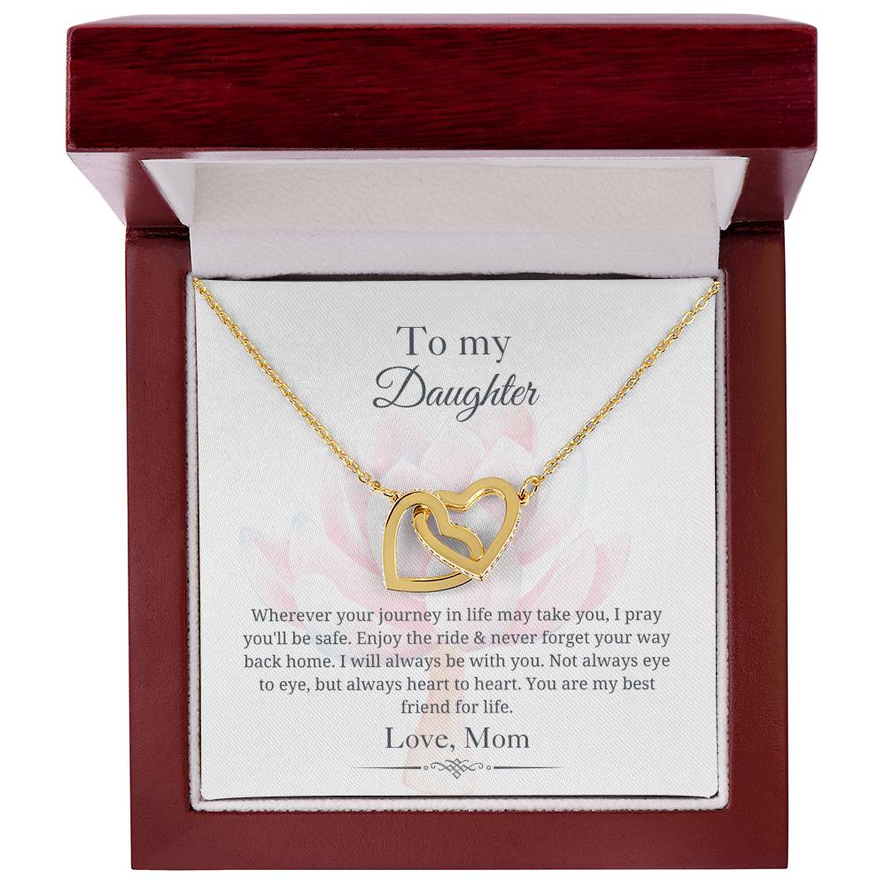 To My Daughter - Always Heart to Heart - Interlocking Hearts Necklace
