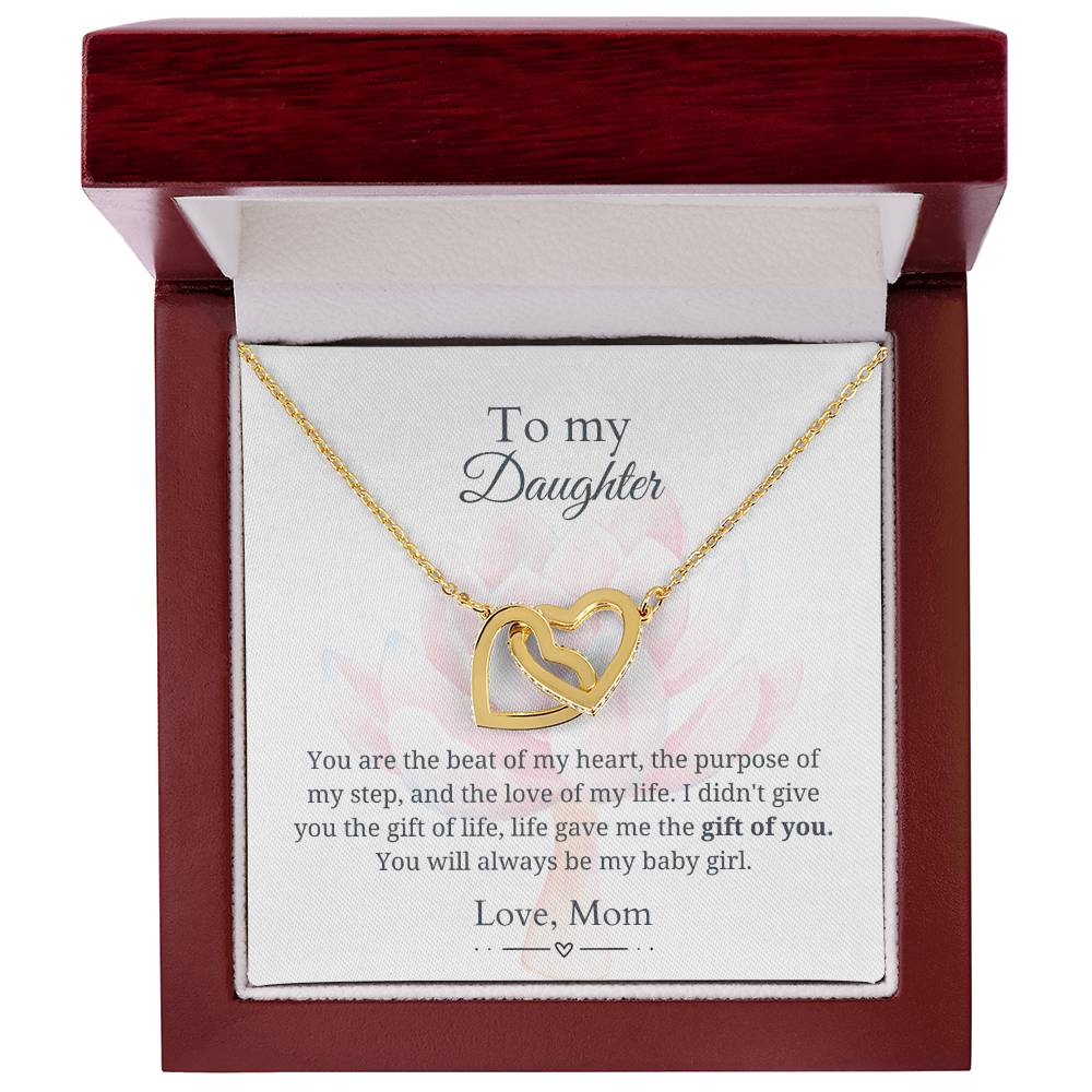 To My Daughter - Gift of You - Interlocking Hearts Necklace