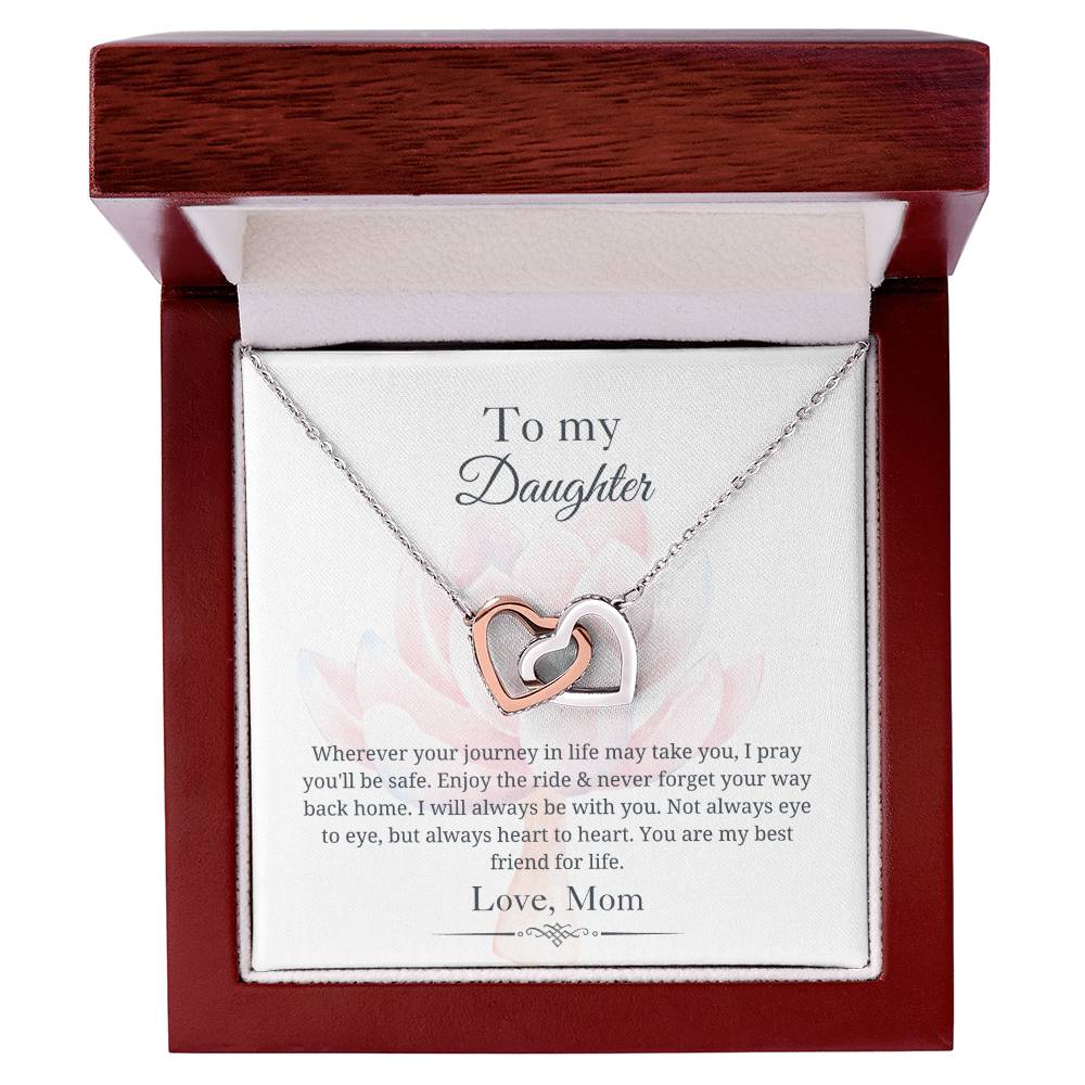 To My Daughter - Always Heart to Heart - Interlocking Hearts Necklace