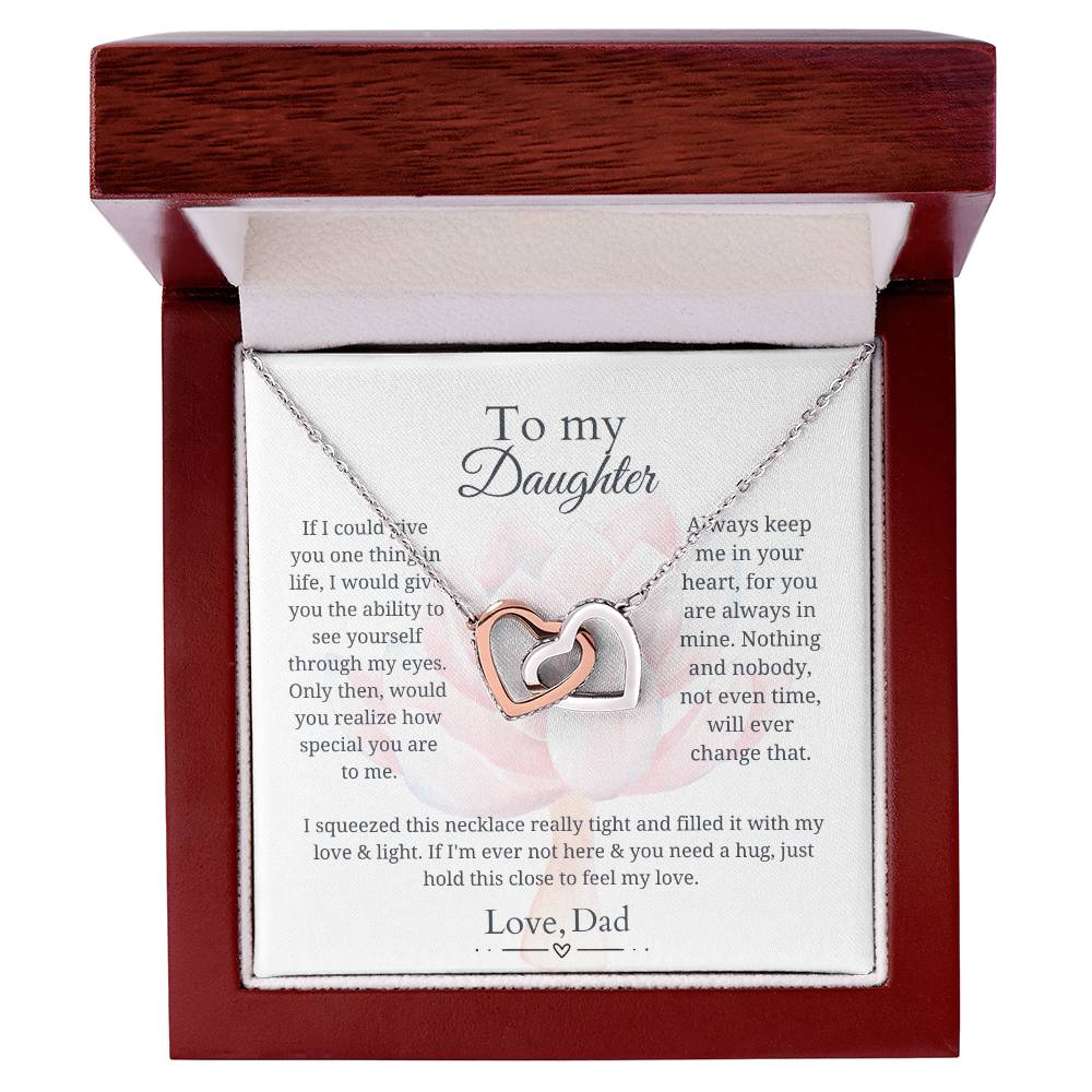 To My Daughter - Squeezed this necklace tight - Interlocking Hearts Necklace [PERSONALIZED]